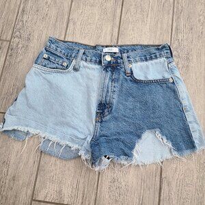 Forever 21 Women's Denim Shorts Premium Two-Tone Distressed Size 27
